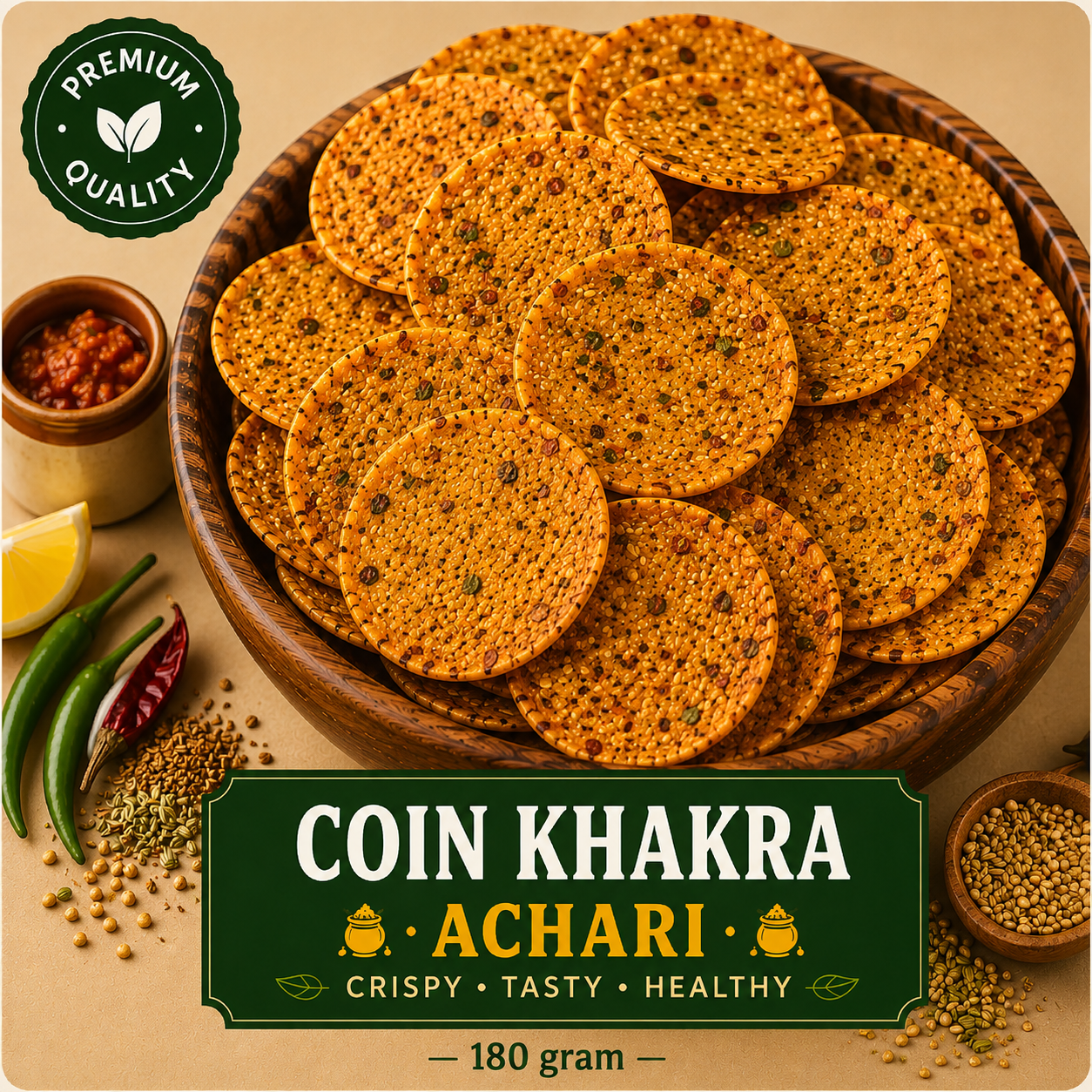 Achari Coin Khakra 180g pack
